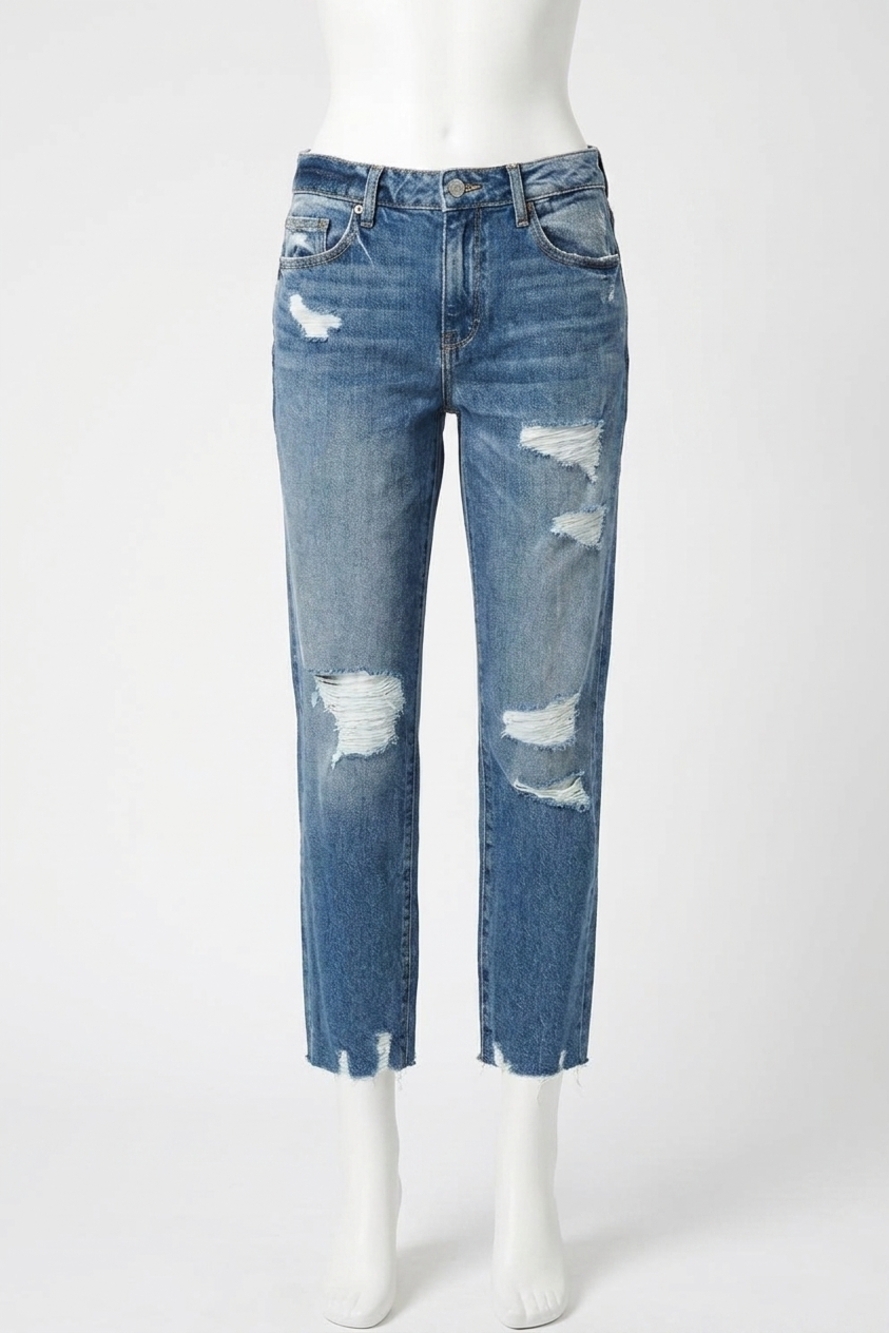 NEW HIDDEN tracey distressed straight jean in medium wash